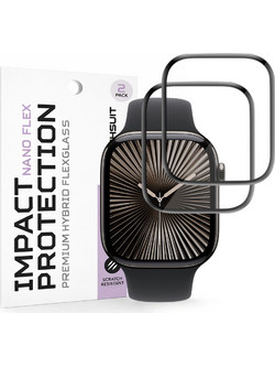 Techsuit - Nano Flex (συσκευασία 2 τεμαχίων) - Apple Watch 10 42mm / 11 42mm - Μαύρο (5949419359963)