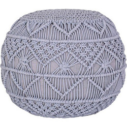Πουφ Macrame 925-225-191 45x45x40cm Light Grey