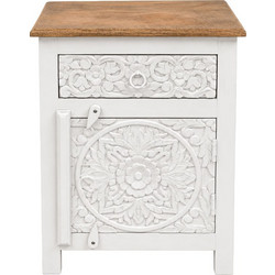 LOTUS ΚΟΜΟΔΙΝΟ 1ΠΟΡΤΑ 1ΣΥΡΤΑΡΙ ΛΕΥΚΟ DECAPE ΦΥΣΙΚΟ 45x37x60cm