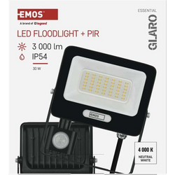 Emos Προβολέας LED με Αισθητήρα Κίνησης (30W, 3000lm) - ZS2334B
