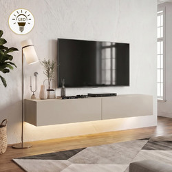 Έπιπλο τηλεόρασης επιτοίχιο Aristo Megapap με LED χρώμα sandstone 135x31,6x25εκ