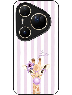 Sonique Stripe Stories Series Θήκη Huawei Pura 80 Ultra Καμηλοπάρδαλη με Τσιχλόφουσκα Λιλά