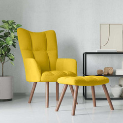 vidaXL Πολυθρόνα Relax με Υποπόδιο Βελούδινη Κίτρινη 328069