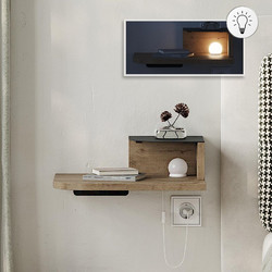 Κομοδίνο επιτοίχιο Luno με LED χρώμα sepet oak 40x30x16,2εκ
