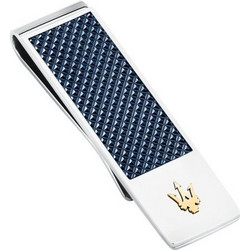 MASERATI ICONIC MONEY CLIP SS BLUE+YG