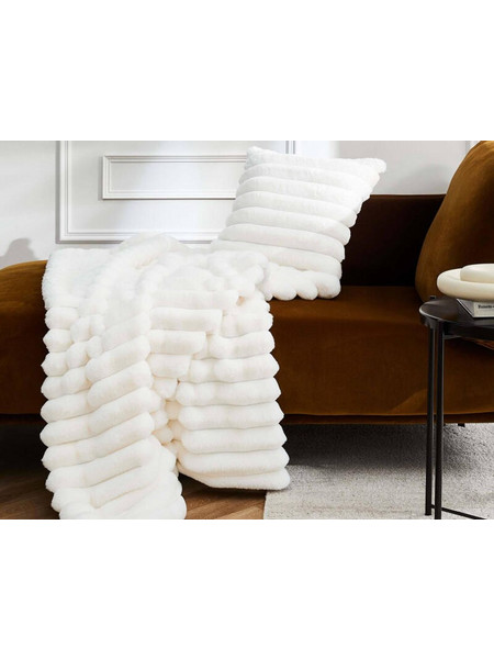 Douceur d'interieur Κουβέρτα Boudoir με εσωτερική επένδυση fleece και διαστάσεις 125x150cm - White