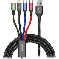 Baseus Cable USB 4in1 Lightning / 2x USB Type C / micro USB Cable In Nylon Braid 3.5A 1.2m black (CA1T4-B01)