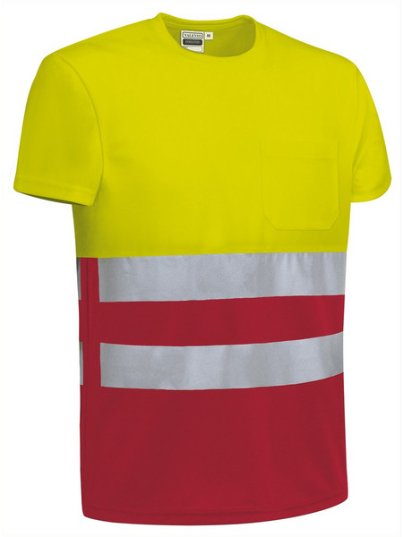 T-Shirt Υψηλής Ορατότητας DEMOLITION Valento Fluo Yellow-Lotto Red