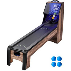 VEVOR 2,74 m Roll and Score Κλασικό τραπέζι παιχνιδιών Arcade, Σετ παιχνιδιού μηχανής Skeeball εσωτερικού χώρου με ηλεκτρονικό σκόρερ LED, ήχος, αυτόματη επιστροφή μπάλας για ενήλικες Παιδική αίθουσα