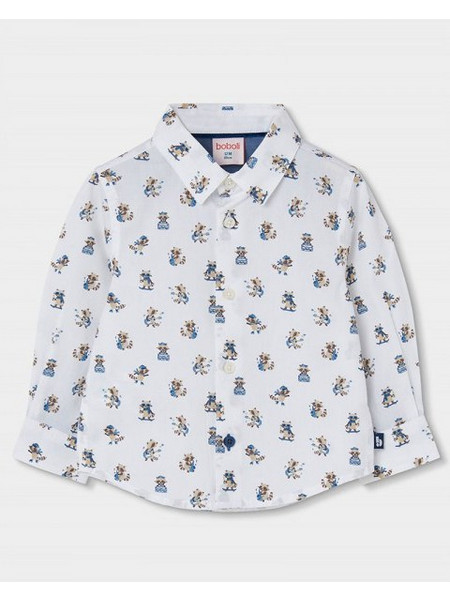 BOBOLI Poplin shirt printed for boy - 814014 - ΑΓΟΡΙ - OFF-WHITE