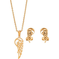 Dalee Jewels Stainless Steel Angel Wings Σετ Κολιέ & Σκουλαρίκια 3τμχ