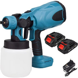 Ασύρματο ψεκαστήρα βαφής με δοχείο 800 ml, 2 μπαταρίες x 48 V, 3 λειτουργίες ψεκασμού, ρυθμιζόμενη ροή