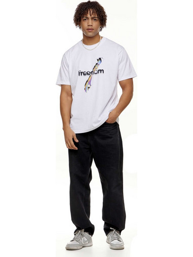 False Alarm FREEDOM T-Shirt Βαμβακερό Slim-Fit - White