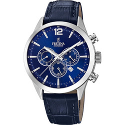 Festina Ανδρικό Ρολόι Χρονογράφος με Μπλε Δερμάτινο Λουράκι F20542/2