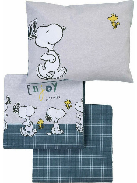 Nef-Nef Σετ Σεντόνια Κούνιας Snoopy Enjoy 120x170cm Petrol Grey 3τμχ