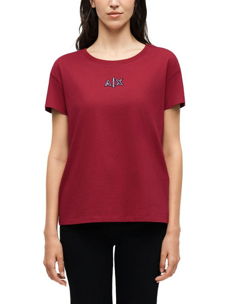 LOGO STRASS BOYFRIEND T-SHIRT WOMEN ARMANI EXCHANGE