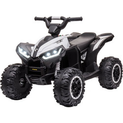 HOMCOM Quad για παιδιά 3-5 ετών Ηλεκτρικό 12V, 2 ταχυτήτων, φαρδιοί τροχοί με ανάρτηση και προβολείς LED, λευκό 370-235V90WT