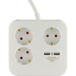 Πολύπριζο REV PowerQuad 3-fold 2x USB white