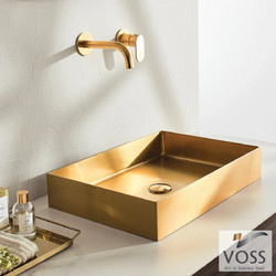 Voss Aldo Επικαθήμενος Νιπτήρας Μπάνιου Inox 55x38cm Χρυσός 519-V1255-211