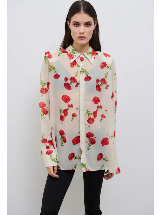 Combos Knitwear Carnation Dream Γυναικείο Πουκάμισο Ecru W7DKSH0038 FW26-27