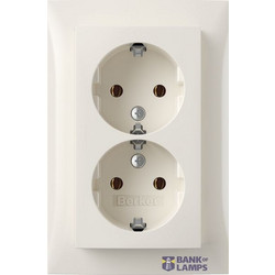 Double socket SCHUKO with Coverplate high, S.1 pw gl