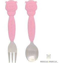 Marcus & Marcus Spoon & Fork Σετ Παιδικό Βρεφικό Πιρούνι & Κουτάλι 36m+ Ροζ 2τμχ