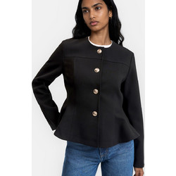 La Redoute Peplum με Στρογγυλή Λαιμόκοψη Γυναικείο Σακάκι Μαύρο