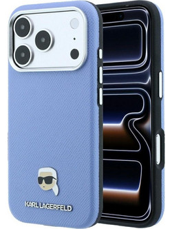 Karl Lagerfeld Grained Karl Head Metal Magsafe Θήκη Light Blue (iPhone 18 Pro / 17 Pro)