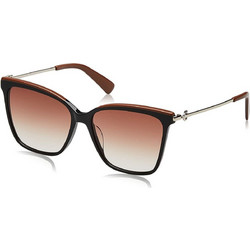 Longchamp LO683S 001 Γυναικεία Γυαλιά Ηλίου Τετράγωνα Μεταλλικά Μαύρα με Καφέ Degradee Φακό