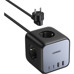 Power Strip Ugreen CD268 Nexode DigiNest Cube, 3 x Schuko - 2 x USB-A - 2 x USB-C, Γκρι