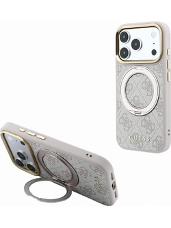 Guess Ring Stand 360 4G Classic Logo MagSafe Back Cover Pink (iPhone 18 Pro / 17 Pro)