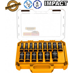 Καρυδάκια Μακριά Impact-Αέρος 1/2'' Ingco (HKISSD12158L) - Σετ 15 τεμάχια HKISSD12158L