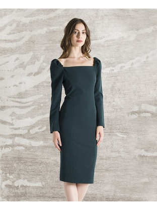 Axel Φόρεμα Midi Bi-Stretch Crepe Πράσινο