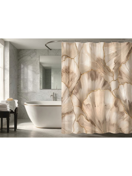 Κουρτίνα μπάνιου printed με κρίκους Σχ.Marble beige 180x200cm 100% pol. 180x200cm