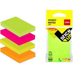 Χαρτιά Σημειώσεων Αυτοκόλλητα Blister 100 Φύλλα 76X51Mm Stick Up Νέον Ασσορτί Deli
