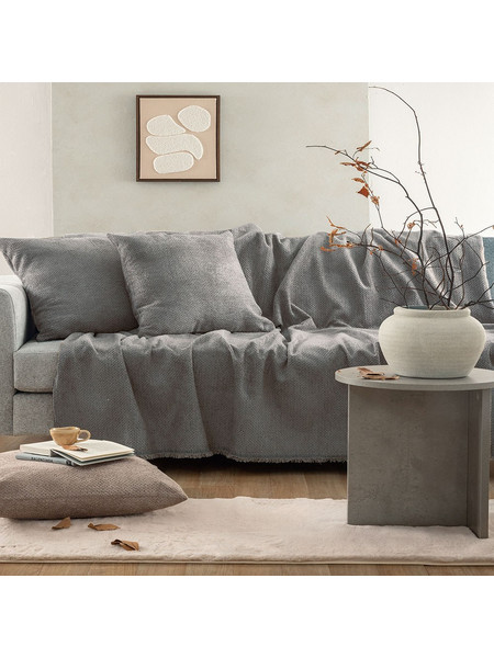Ριχτάρι Neva Grey Palamaiki Τριθέσιο 170x300cm Βαμβάκι-Πολυέστερ