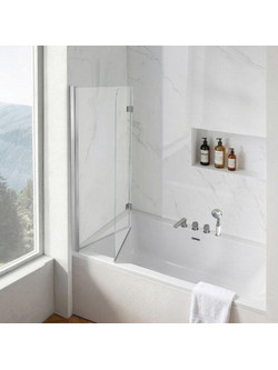 VEVOR Bathtub Shower Door 1200 x 1400mm Semi-Frameless Bi-Fold Tub Door, 6 mm Clear Tempered Glass, Easy-Clean Nano Coating, 180 Folding, Adjustable Sealing Strip, for Home Bathroom Tub, Silver
