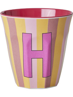 Rice - Melamine Cup with the Letter H - Pink and Red - Medium