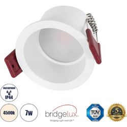 GloboStar(R) IP 60344 Χωνευτό LED Spot Downlight TrimLess Μπάνιου & WC Φ6.6cm 7W 750lm 45 AC 220-240V IP44 Φ6.6 x Υ5.3cm - Στρόγγυλο - Λευκό - Φυσικό Λευκό 4500K - Bridgelux COB - TUV Certified Driver