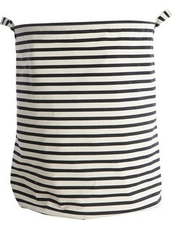 House Doctor - Stripes Laundry Bag Stripes - H50 cm - Black/White - Home and Kitchen