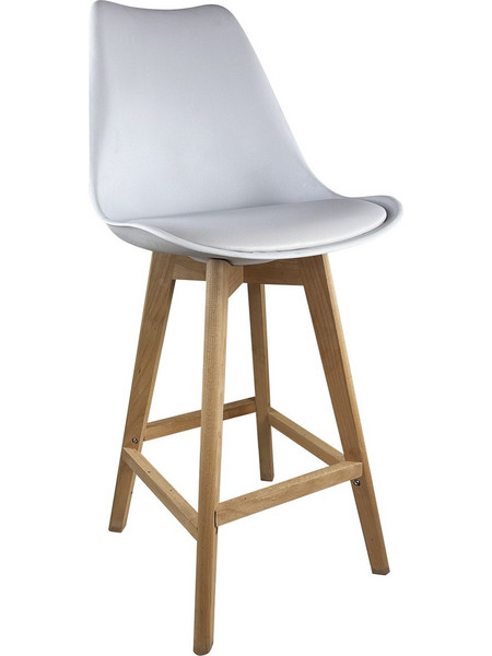 Σκαμπό bar Artelibre Bronx Λευκό Pp/pu/ξύλο 57.5x49x105cm