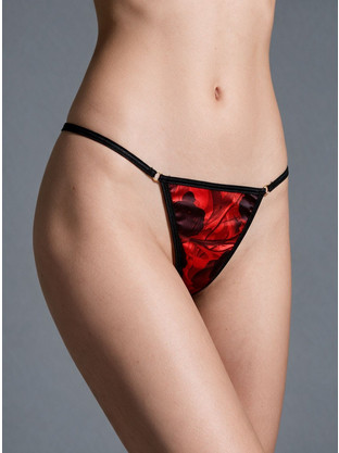 Milena By Paris Γυναικείο Sexy String με Δαντέλα Μαύρο Κόκκινο 60130