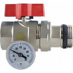 Hydrosfer Ball Valve 1" - Σφαιρικός Κρουνός με Ρακόρ και Θερμόμετρο Επαφής Κόκκινο