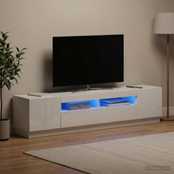 vidaXL Ντουλάπα LED Τηλεόρασης HOORN 3 τμχ. Γυαλιστερό Λευκό