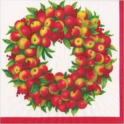 Xαρτοπετσέτες Cocktail Apple Wreath 12.5x12.5cm Caspari (20 Tεμάχια)