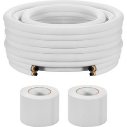 VEVOR Σετ Γραμμής Mini Split 15,2m, Χαλκοσωλήνας AC 6,4 & 9,5mm OD, Μονωμένο Πηνίο Λευκού PE 3/8 με Παξιμάδια, Ταινίες Σύνδεσης, για Κλιματιστικό Mini Split HVAC ή Σύστημα Αντλίας Θερμότητας