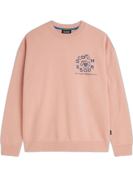 Scotch & Soda Front and Back Artwork Relaxed-Fit Ανδρικό Φούτερ Misty Rose 183596-SC650.04