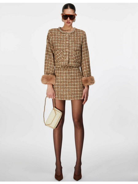 Oui Odile γυναικεία mini φούστα tweed Barbara - BARBARA/GONNA/FW26 Μπεζ