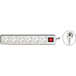 GOC-6S SUKO POWER SWITCH 6 PORTS ON-OFF KF-06K ΠΟΛΥΜΠΡΙΖΟ 6 ΘΕΣΕΩΝ ΛΕΥΚΟ ΜΕ ΔΙΑΚΟΠΤΗ