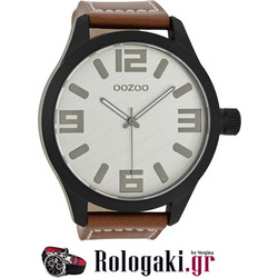 Oozoo Timepieces Ανδρικό Ρολόι με Καφέ Δερμάτινο Λουράκι C7256